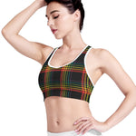 Rainbow Tartan Pattern Print Women's Sports Bra