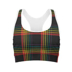 Rainbow Tartan Pattern Print Women's Sports Bra