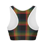 Rainbow Tartan Pattern Print Women's Sports Bra