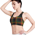 Rainbow Tartan Pattern Print Women's Sports Bra