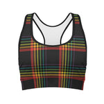 Rainbow Tartan Pattern Print Women's Sports Bra