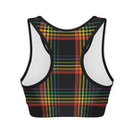 Rainbow Tartan Pattern Print Women's Sports Bra