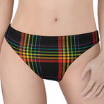 Rainbow Tartan Pattern Print Women's Thong