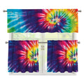 Rainbow Tie Dye Print 3 Piece Kitchen Curtains