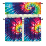 Rainbow Tie Dye Print 3 Piece Kitchen Curtains