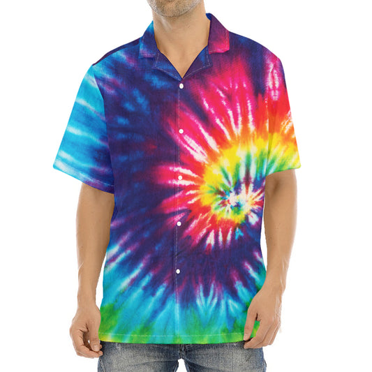 Rainbow Tie Dye Print Aloha Shirt