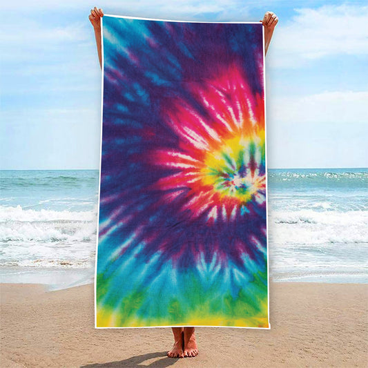 Rainbow Tie Dye Print Beach Towel