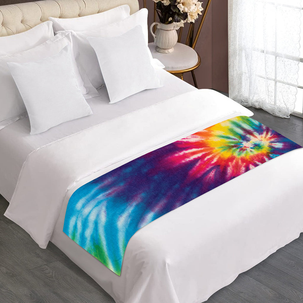 Rainbow Tie Dye Print Bed Runner