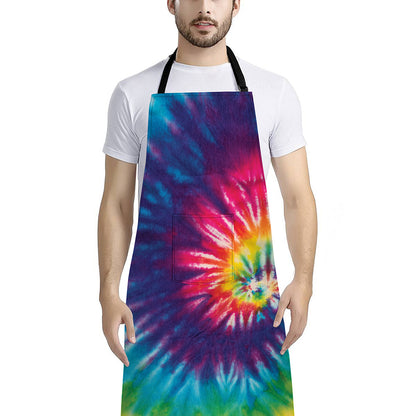 Rainbow Tie Dye Print Bib Apron With Pocket