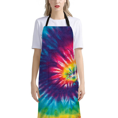 Rainbow Tie Dye Print Bib Apron With Pocket