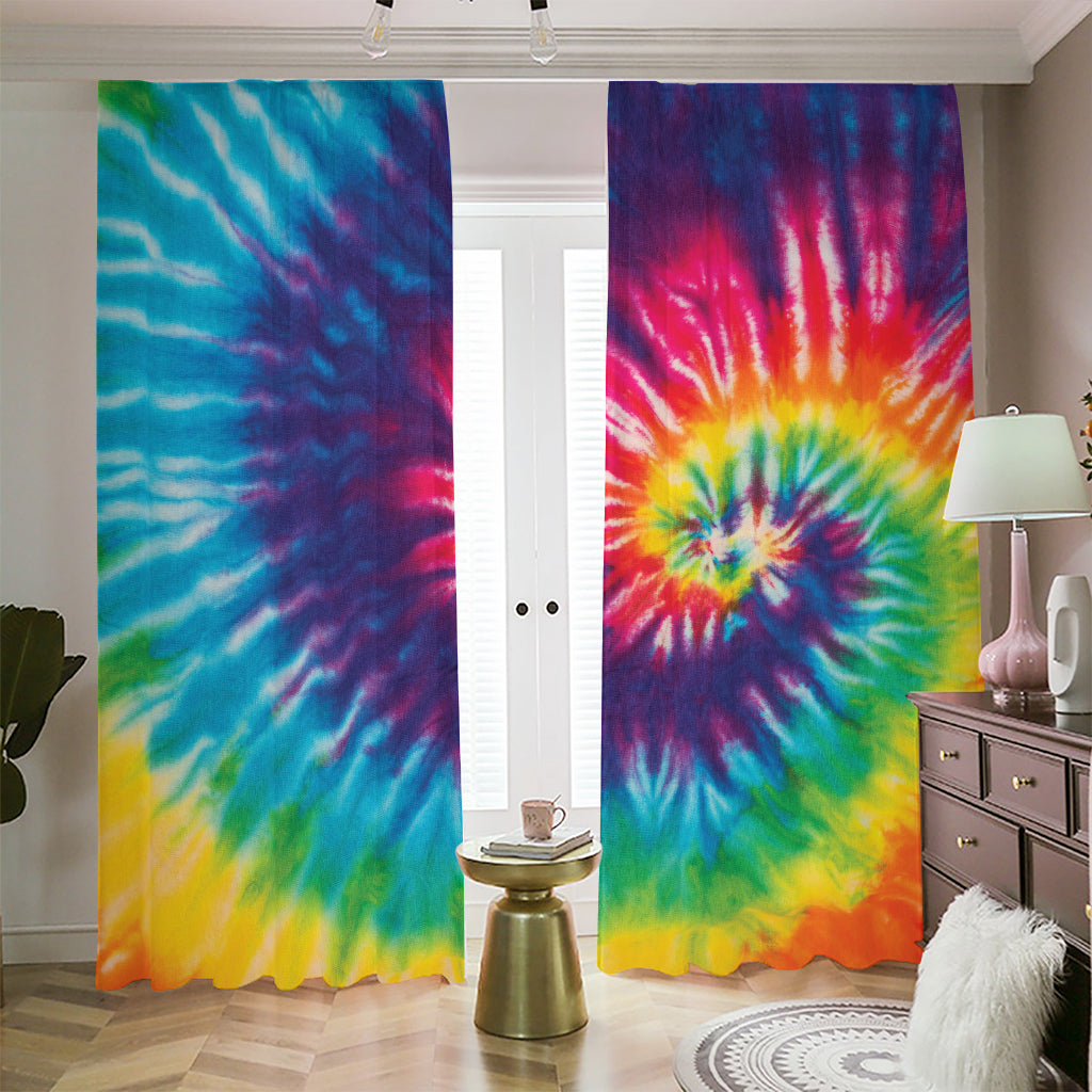 Rainbow Tie Dye Print Blackout Pencil Pleat Curtains