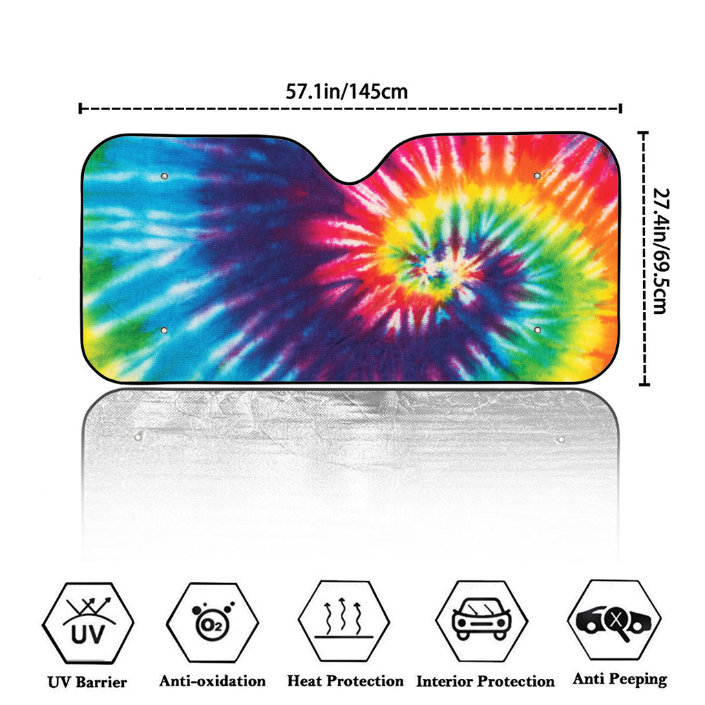 Rainbow Tie Dye Print Car Windshield Sun Shade