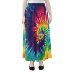 Rainbow Tie Dye Print Chiffon Maxi Skirt