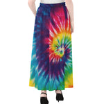 Rainbow Tie Dye Print Chiffon Maxi Skirt