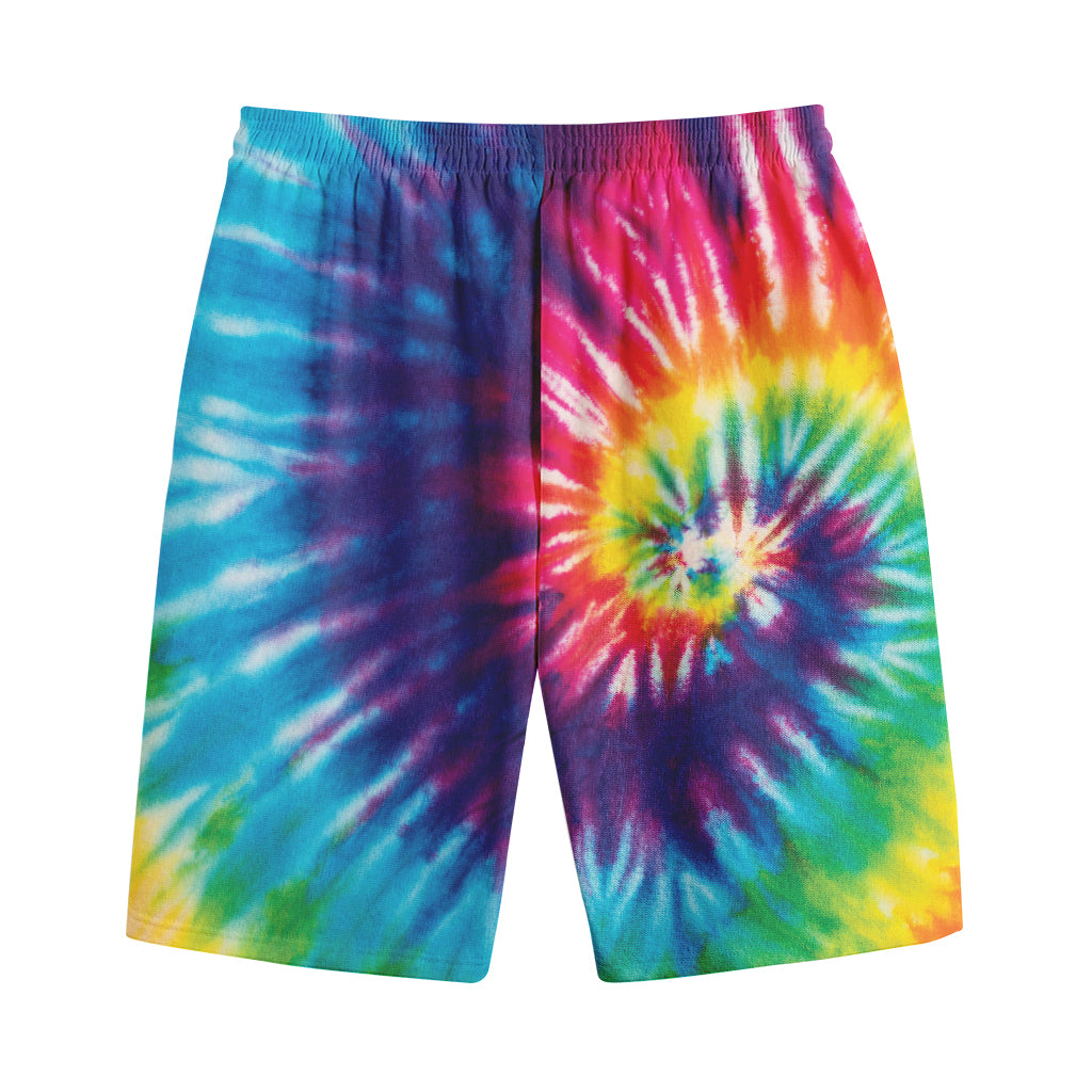 Rainbow Tie Dye Print Cotton Shorts