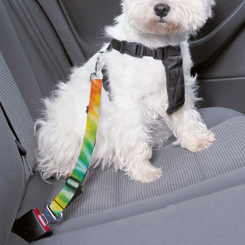 Rainbow Tie Dye Print Dog Seat Belt