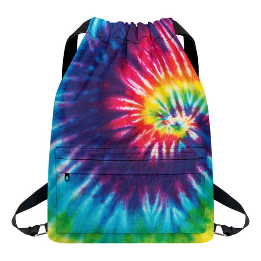 Rainbow Tie Dye Print Drawstring Backpack