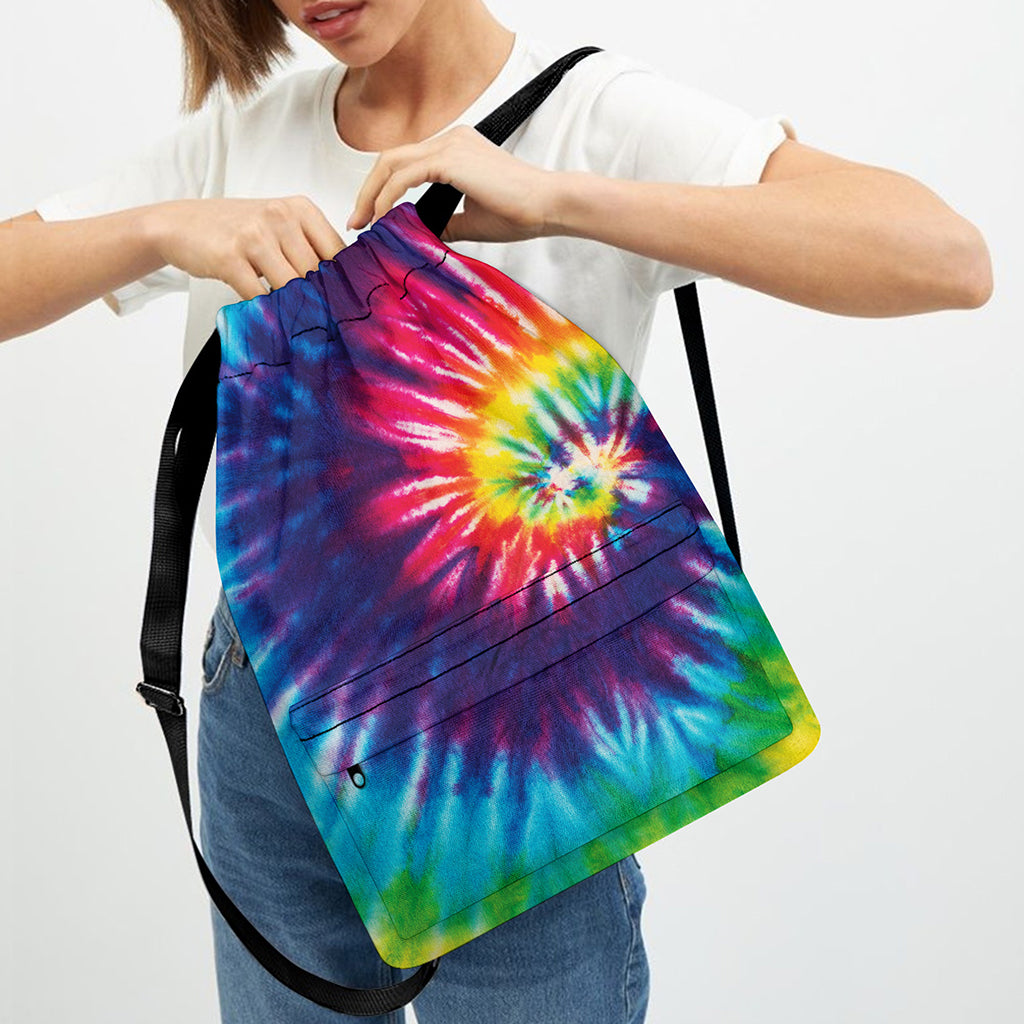 Rainbow Tie Dye Print Drawstring Backpack