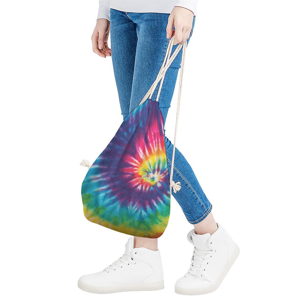 Rainbow Tie Dye Print Drawstring Bag