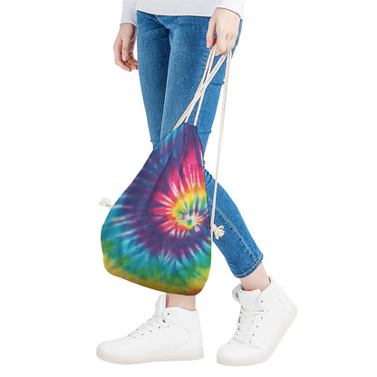 Rainbow Tie Dye Print Drawstring Bag