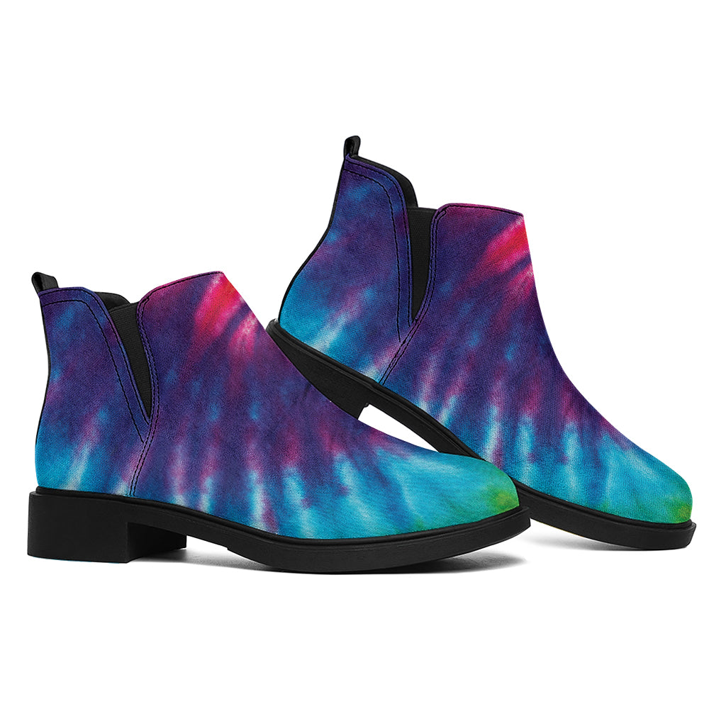 Rainbow Tie Dye Print Flat Ankle Boots