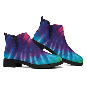 Rainbow Tie Dye Print Flat Ankle Boots