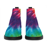 Rainbow Tie Dye Print Flat Ankle Boots