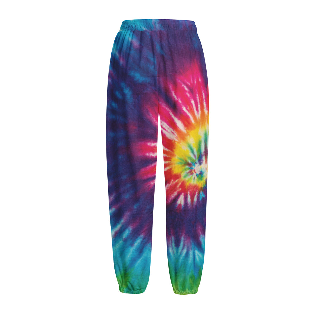Rainbow Tie Dye Print Fleece Lined Knit Pants