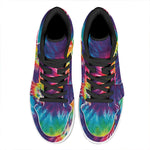 Rainbow Tie Dye Print High Top Leather Sneakers