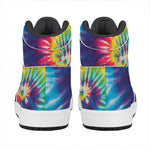 Rainbow Tie Dye Print High Top Leather Sneakers