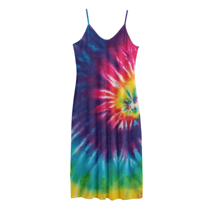 Rainbow Tie Dye Print Jersey Midi Cami Dress