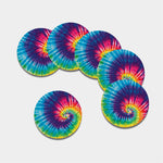 Rainbow Tie Dye Print Leather Coaster Set