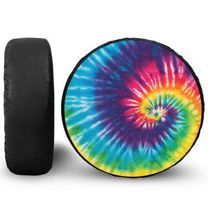 Rainbow Tie Dye Print Leather Spare Tire Cover