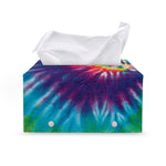 Rainbow Tie Dye Print Leather Tissue Box Cover