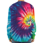 Rainbow Tie Dye Print Long Sleeve Baseball Jersey