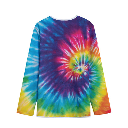 Rainbow Tie Dye Print Long Sleeve Short Coat