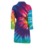 Rainbow Tie Dye Print Men's Bathrobe