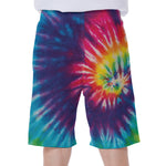 Rainbow Tie Dye Print Men's Beach Shorts