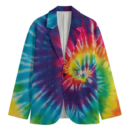 Rainbow Tie Dye Print Men's Blazer