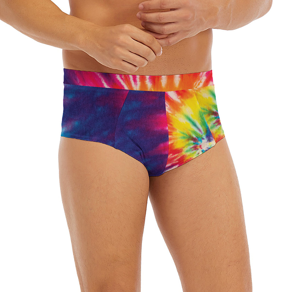 Rainbow Tie Dye Print Men's Briefs