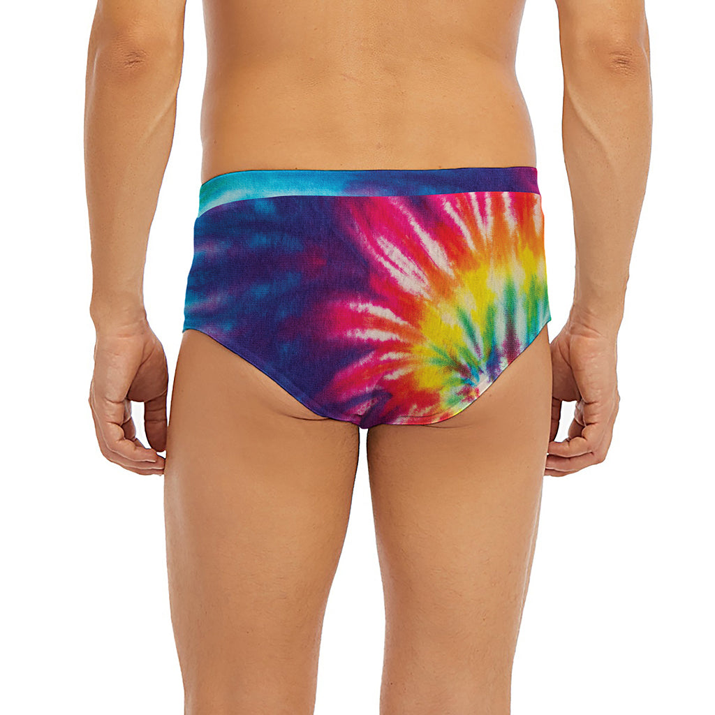 Rainbow Tie Dye Print Men's Briefs