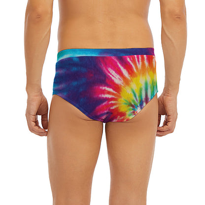 Rainbow Tie Dye Print Men's Briefs