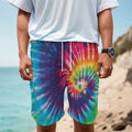 Rainbow Tie Dye Print Men's Cargo Shorts