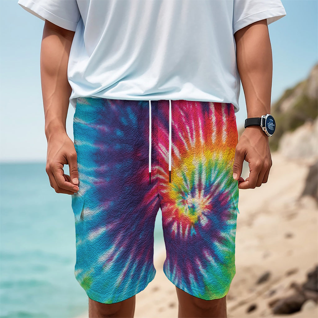 Rainbow Tie Dye Print Men's Cargo Shorts