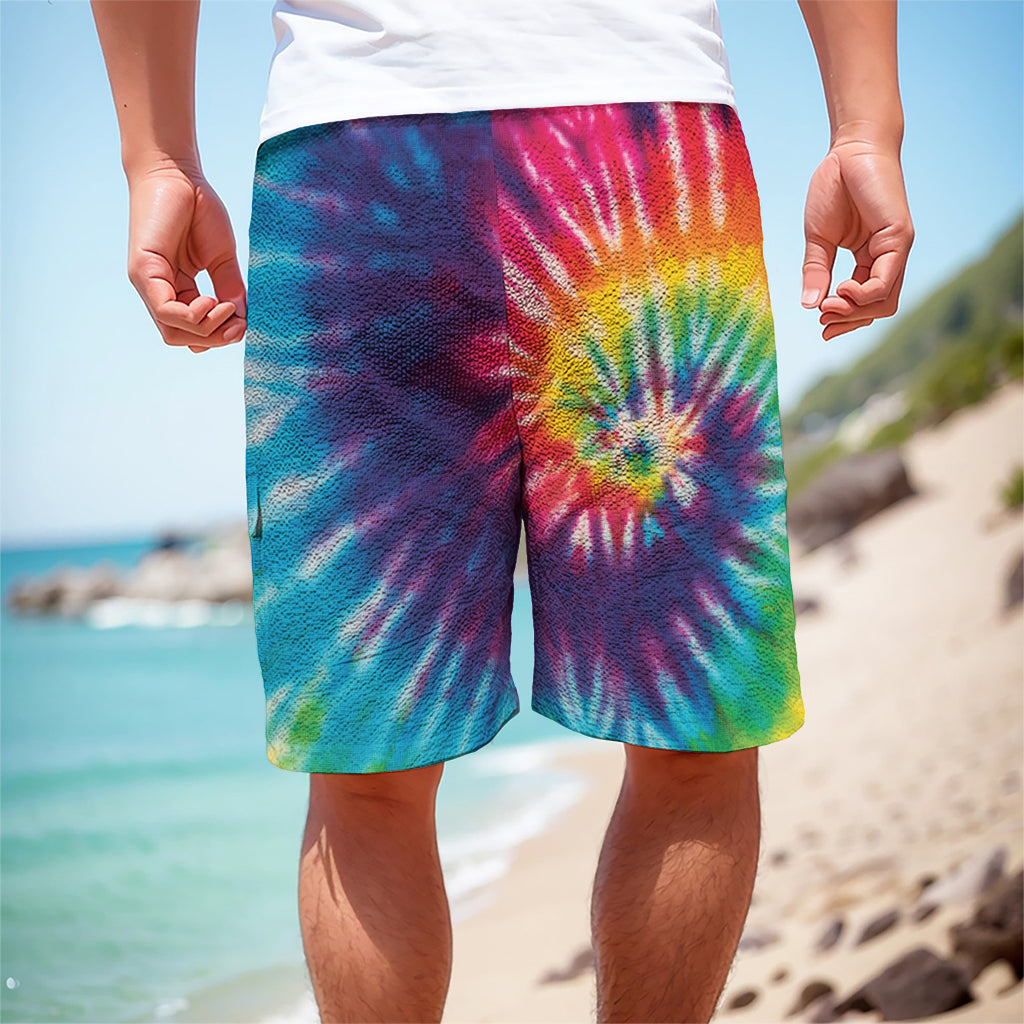 Rainbow Tie Dye Print Men's Cargo Shorts