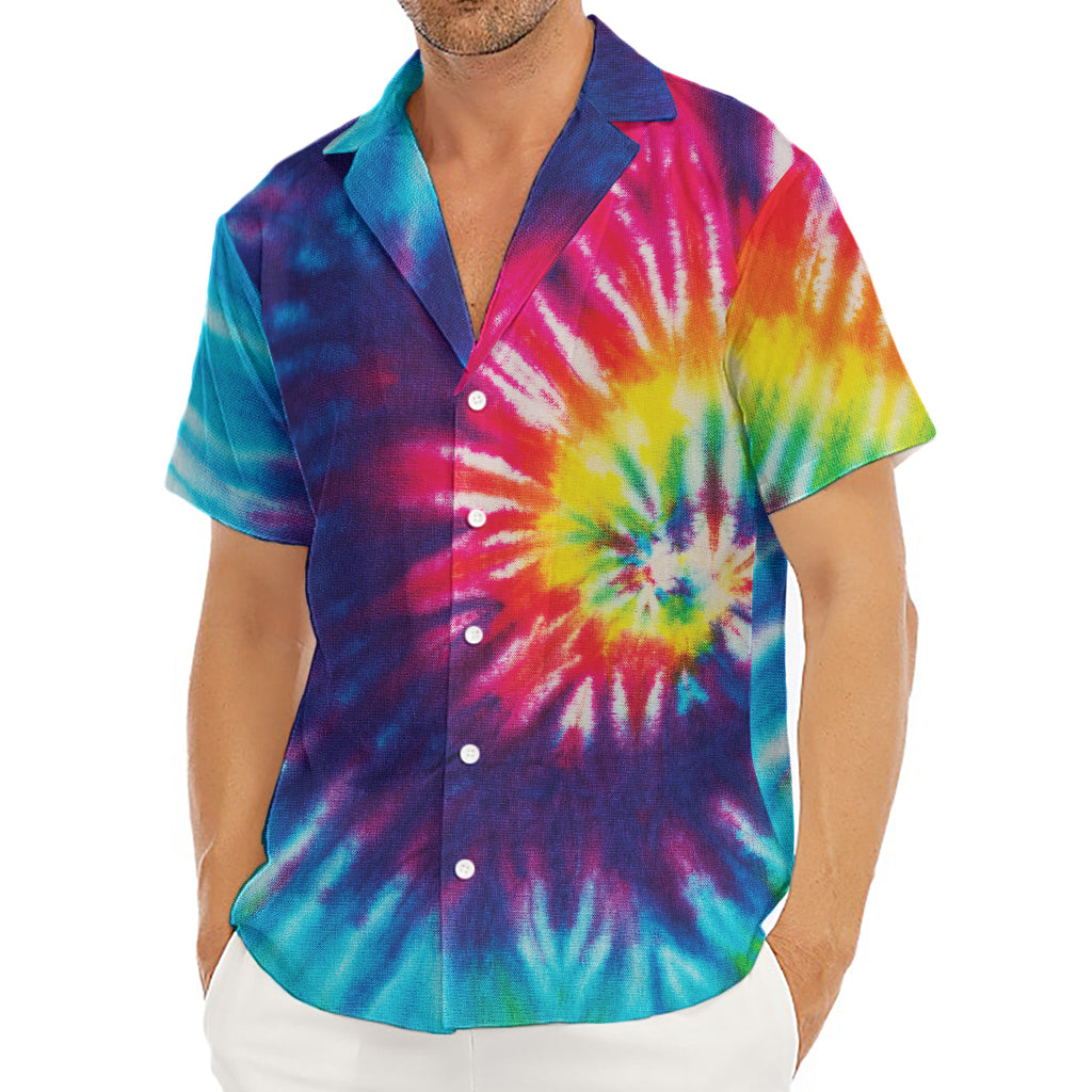 Rainbow Tie Dye Print Men's Deep V-Neck Shirt