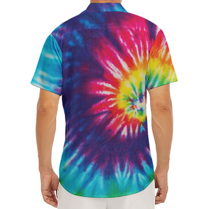 Rainbow Tie Dye Print Men's Deep V-Neck Shirt