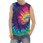 Rainbow Tie Dye Print Men's Fitness Tank Top