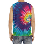 Rainbow Tie Dye Print Men's Fitness Tank Top