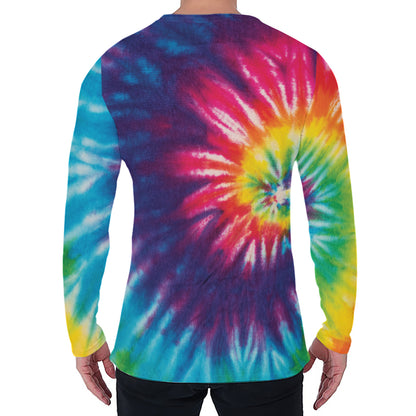 Rainbow Tie Dye Print Men's Long Sleeve T-Shirt